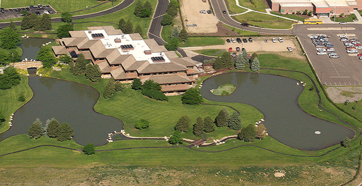 Aerial photo of the Park County Building in Cody