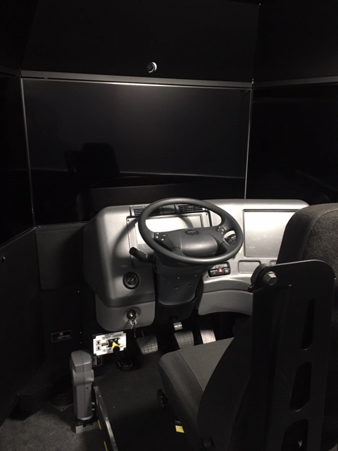 Inside the CDL simulator trailer