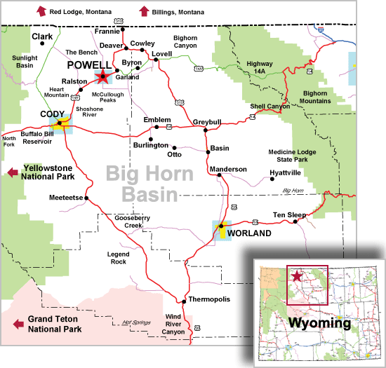Big Horn Basin Area Map