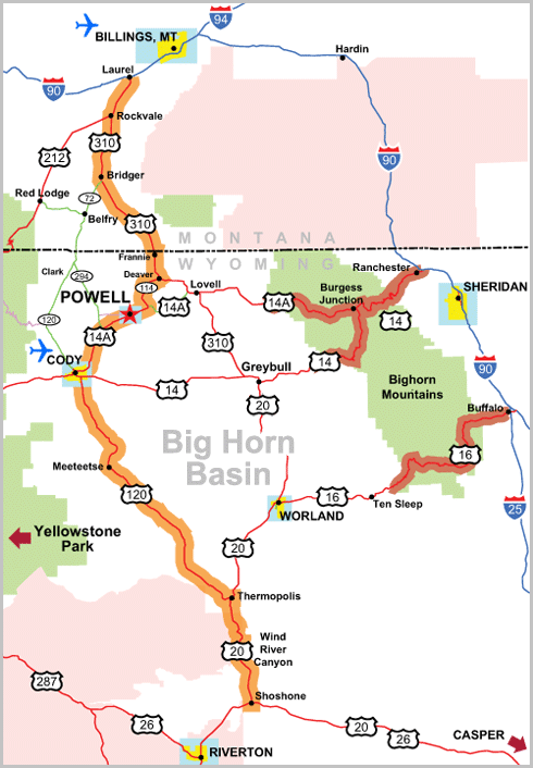 Wyoming and Montana Road Map