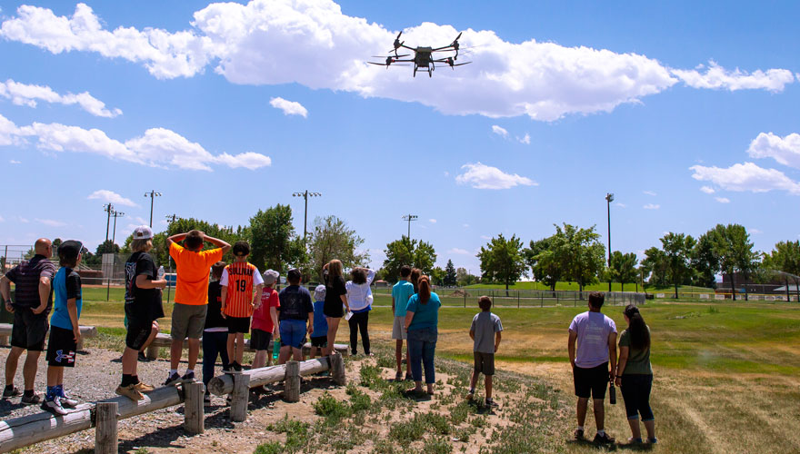 Northwest College drone flying in the sky