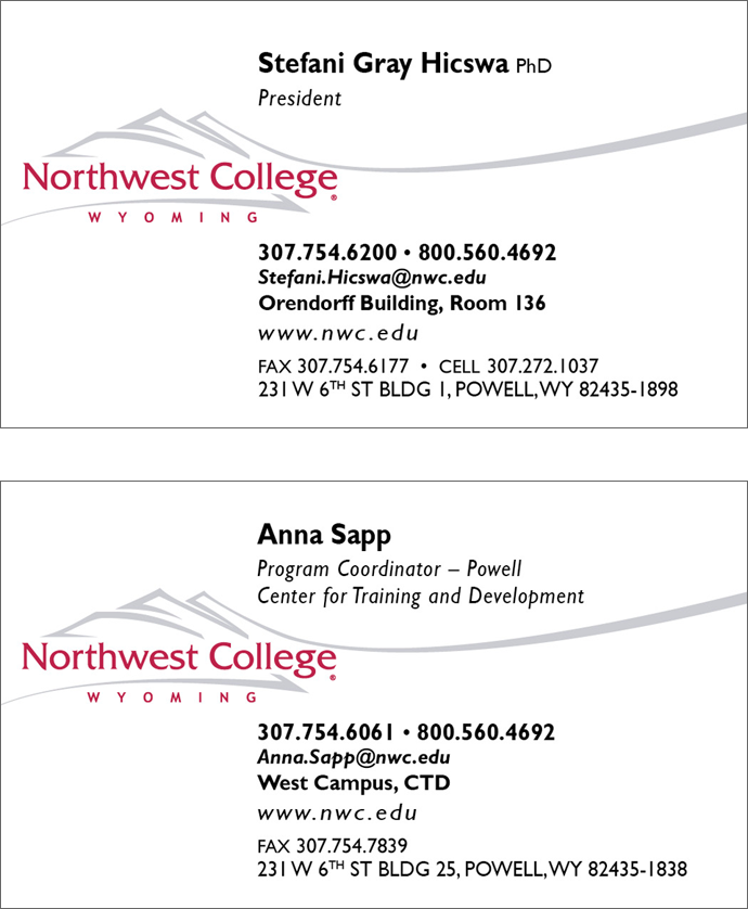 College Stationery: Business Cards