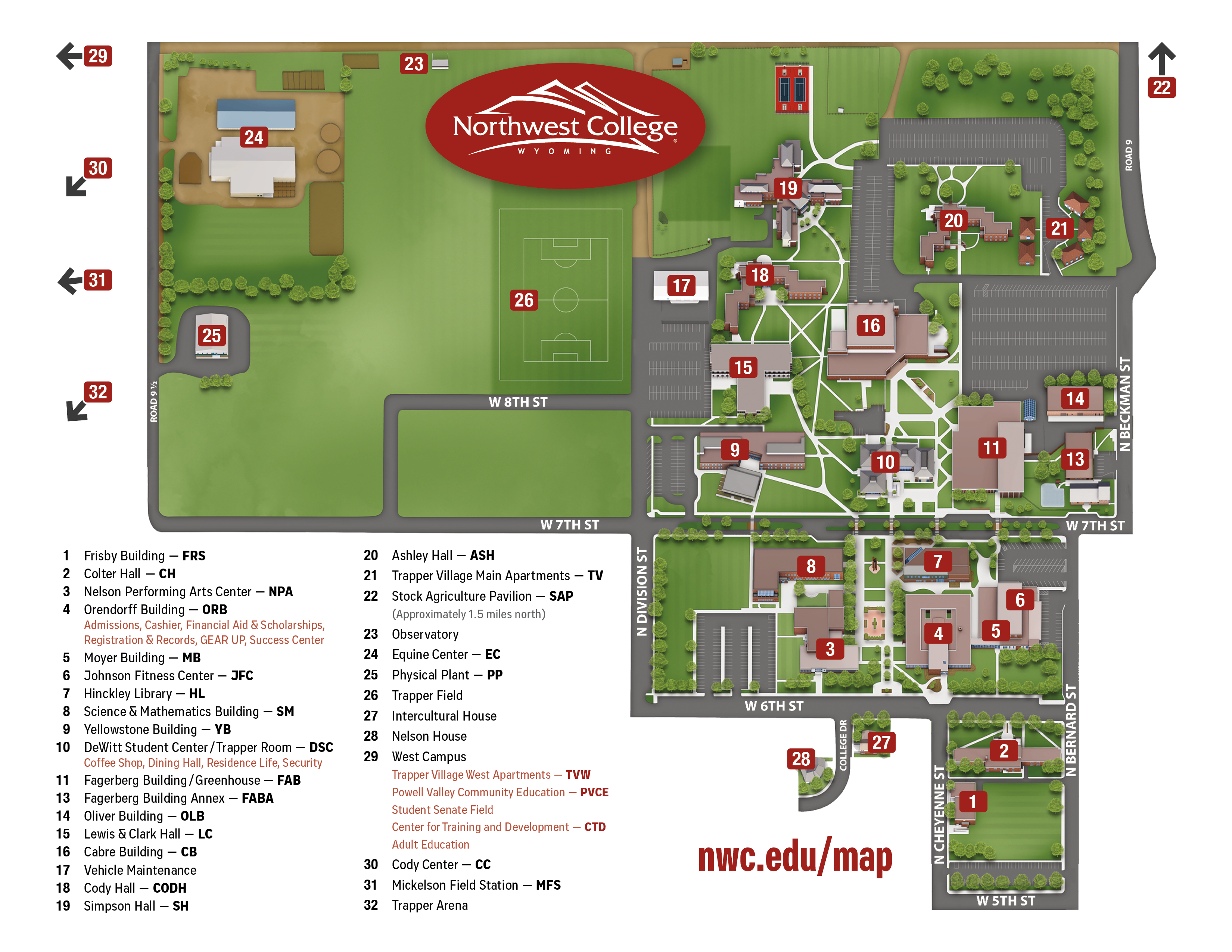 Northwest College Campus Map