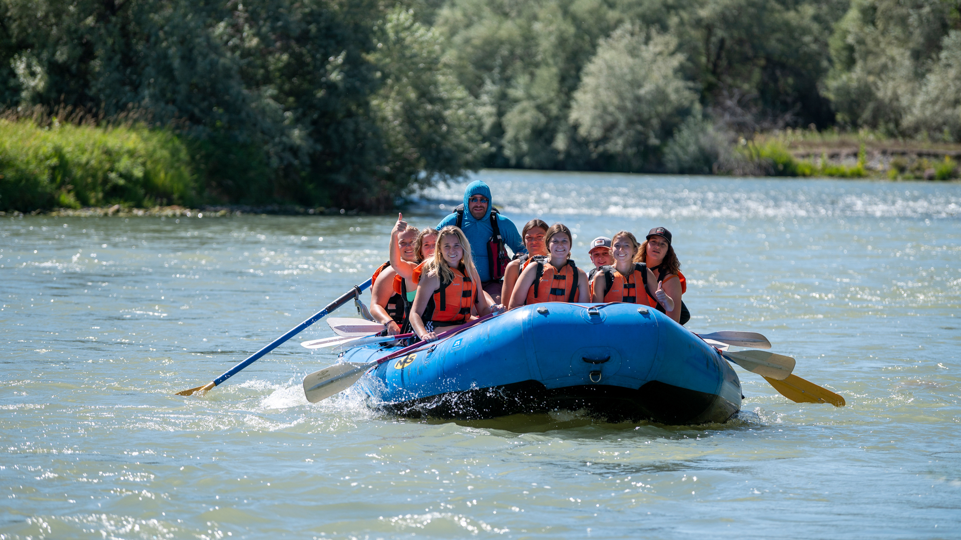 Students rafting the Shoshone River