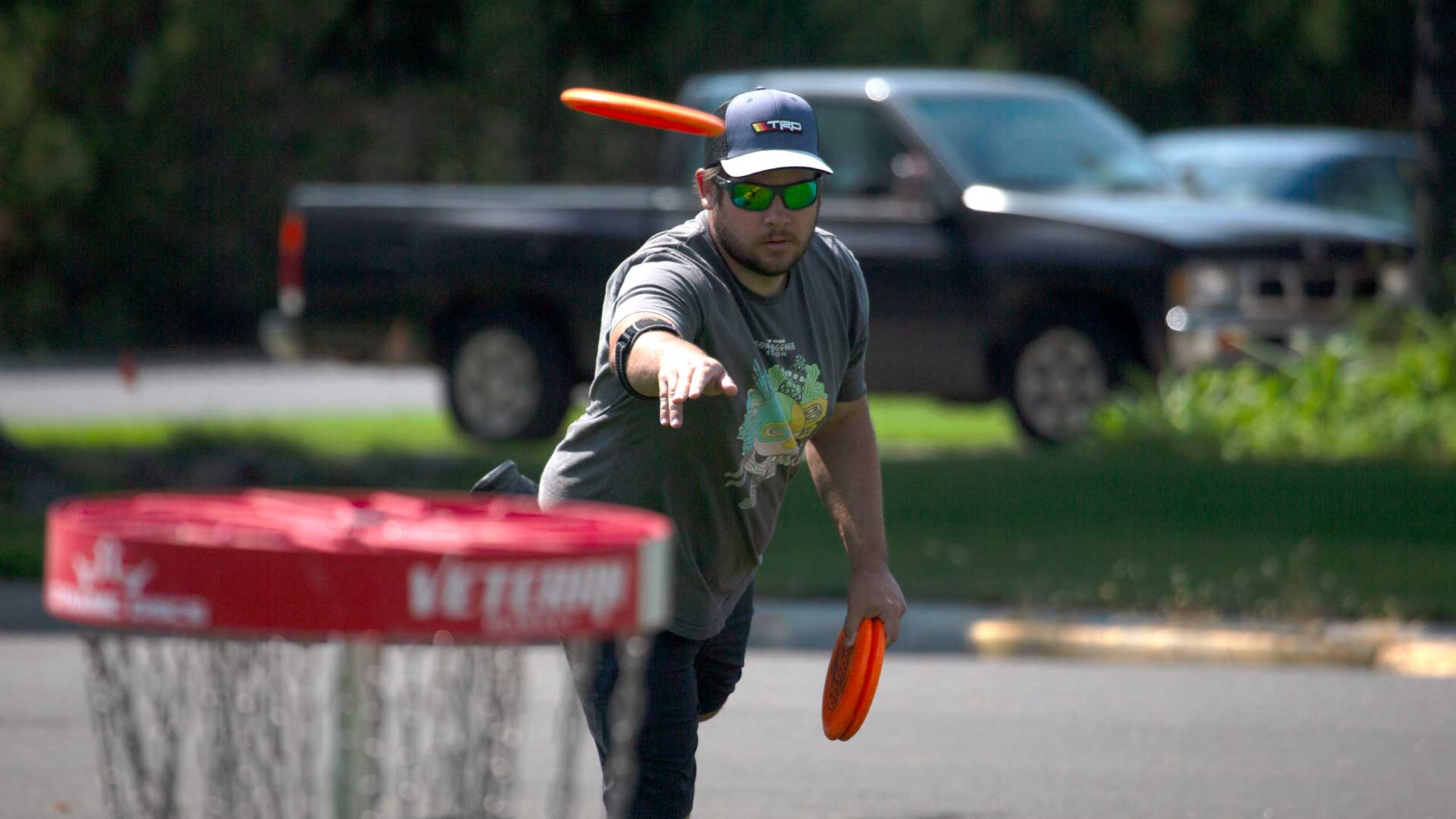 NWC Student playing disk golf