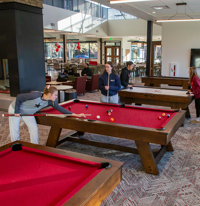 Students playing pool