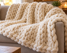 Chunky Blanket draped over couch