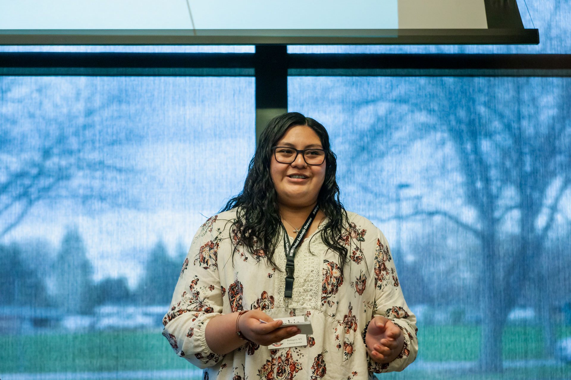 A student giving a presentation