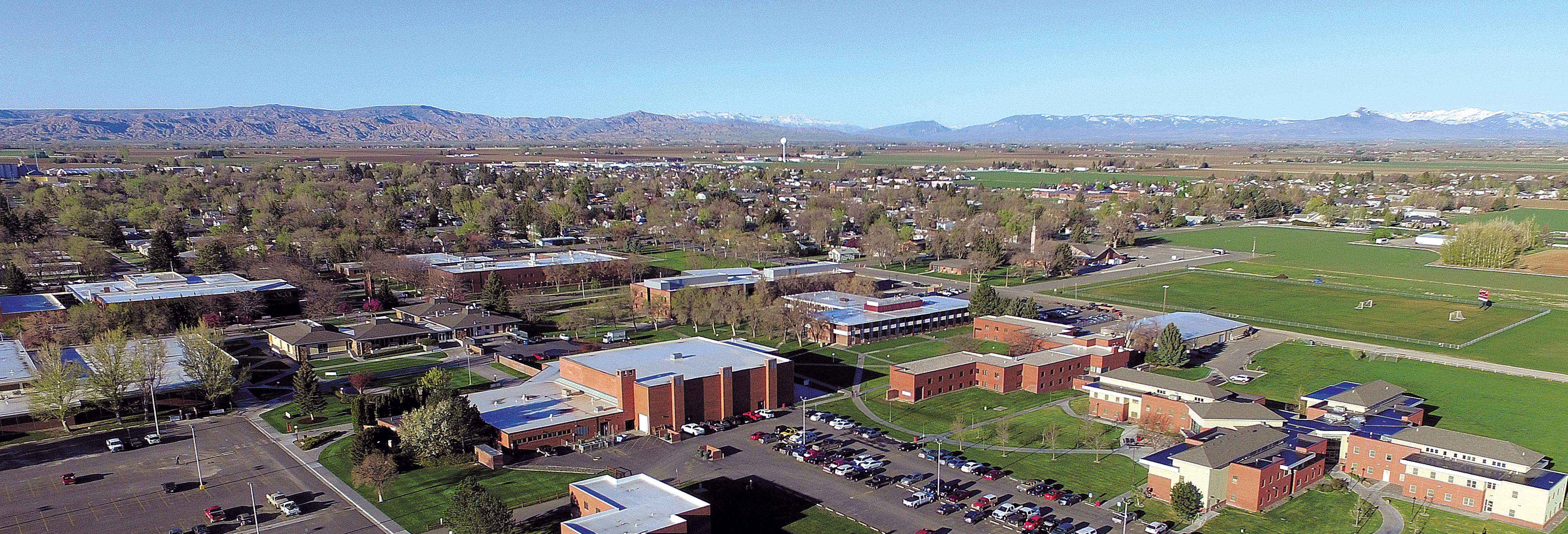 Aerial photo of the Northwest College campus in Powell, Wyoming